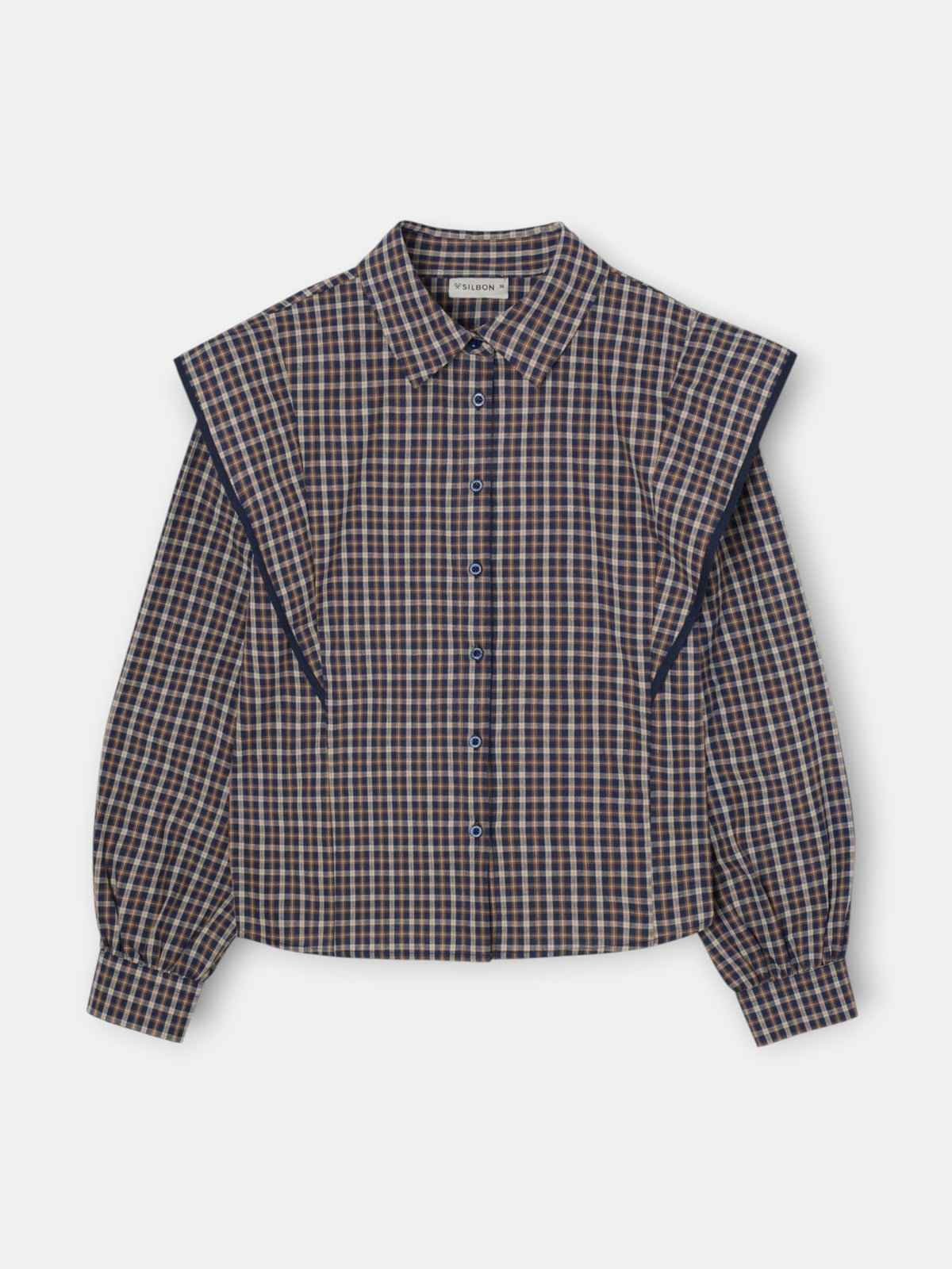 Structured shirt with blue and brown checks