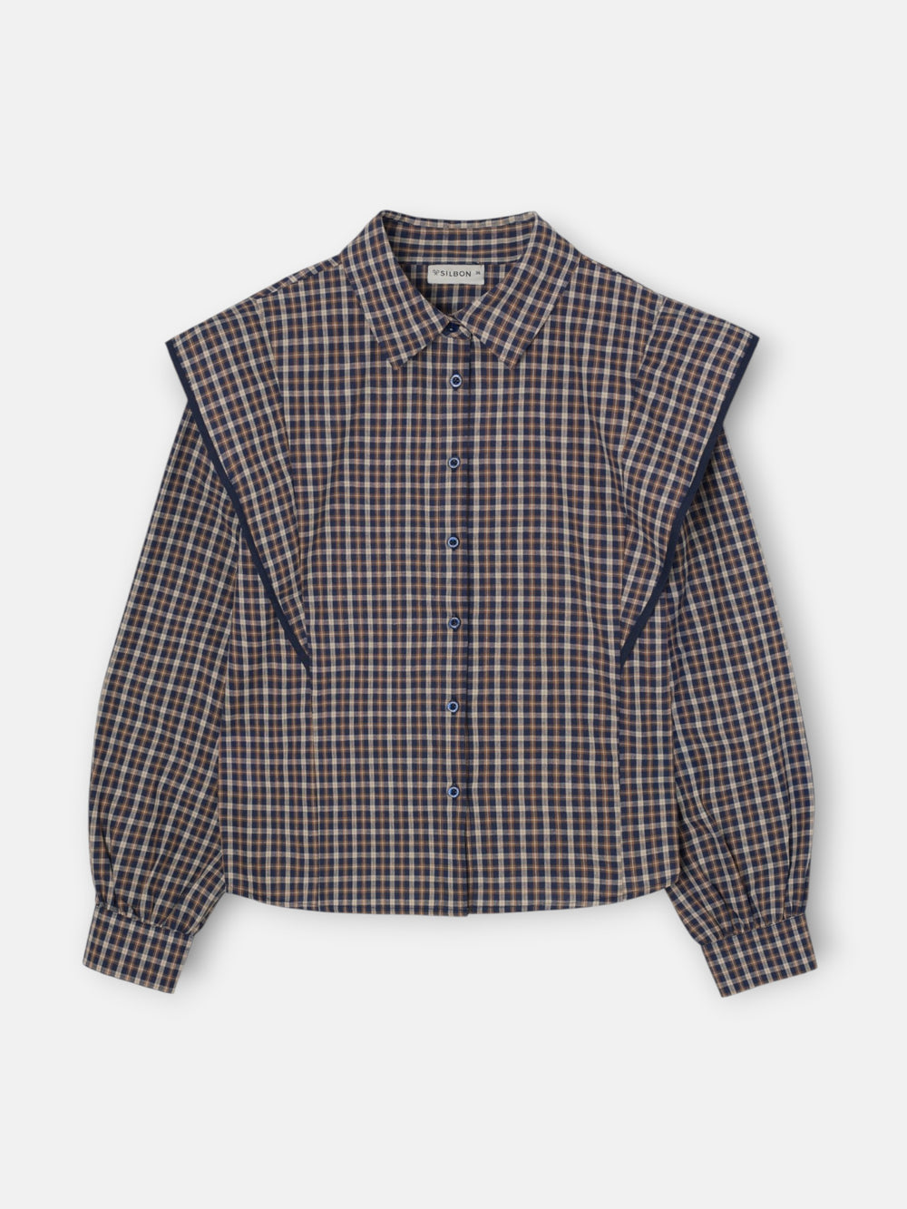 Structured shirt with blue and brown checks
