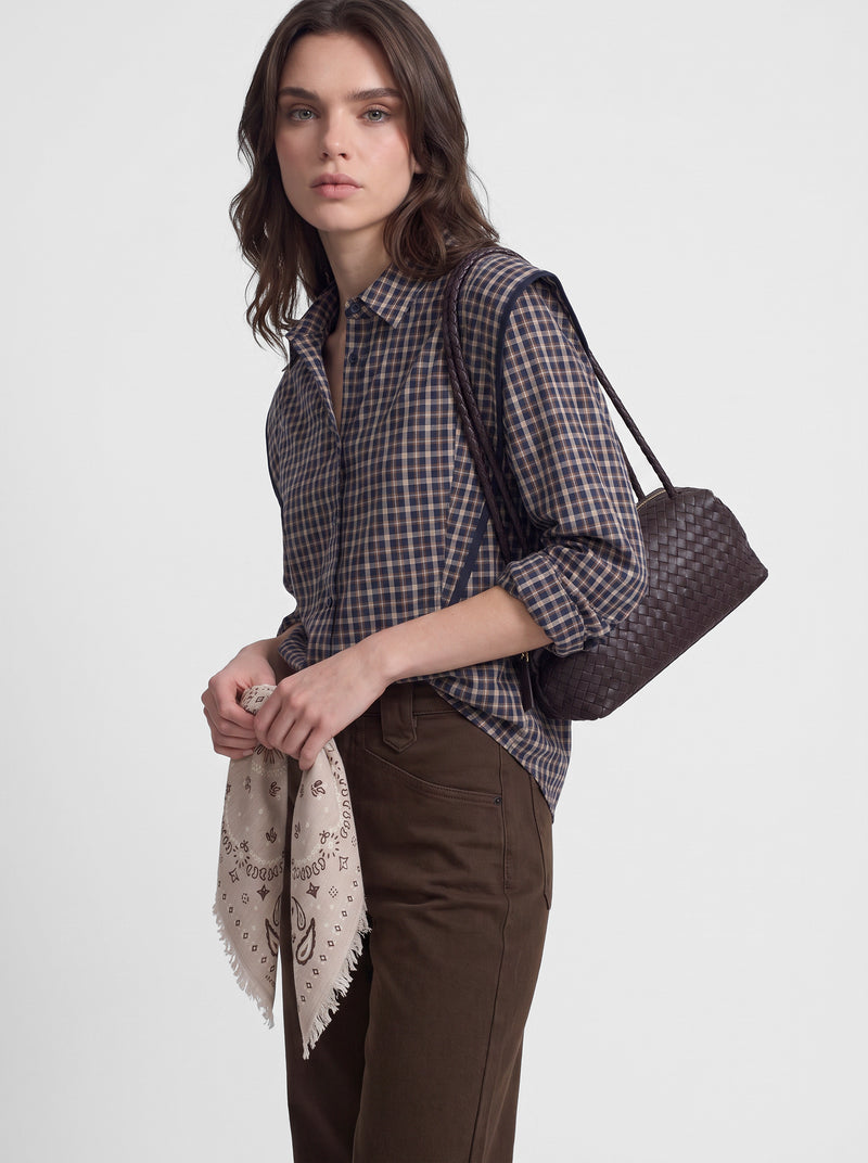 Structured shirt with blue and brown checks