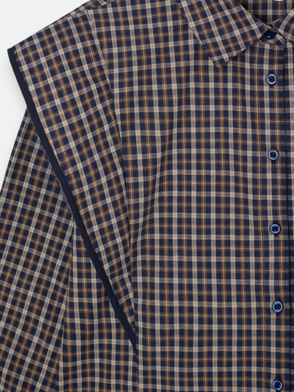 Structured shirt with blue and brown checks