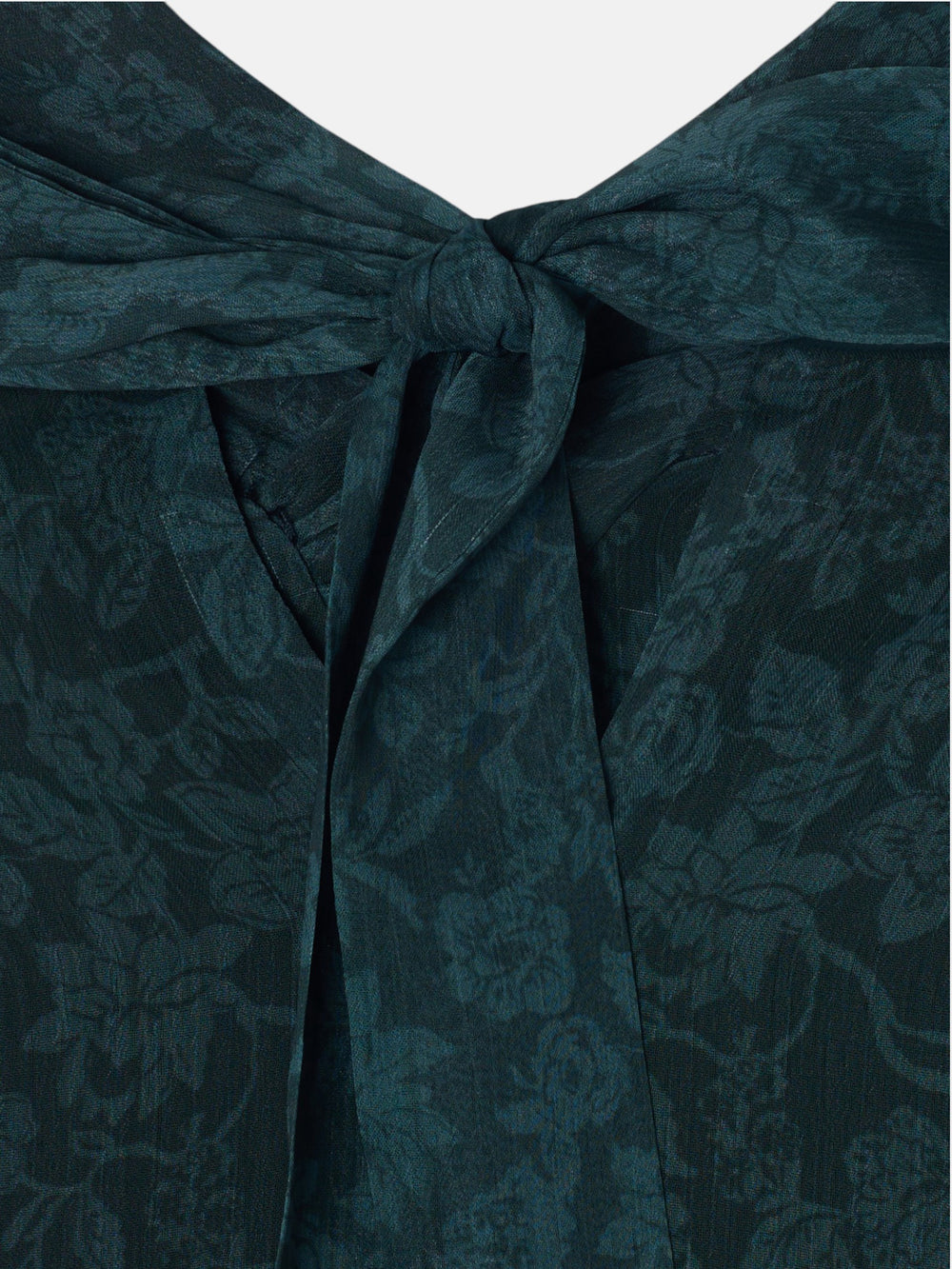 Blouse à bretelles col imprimé fleurs vert