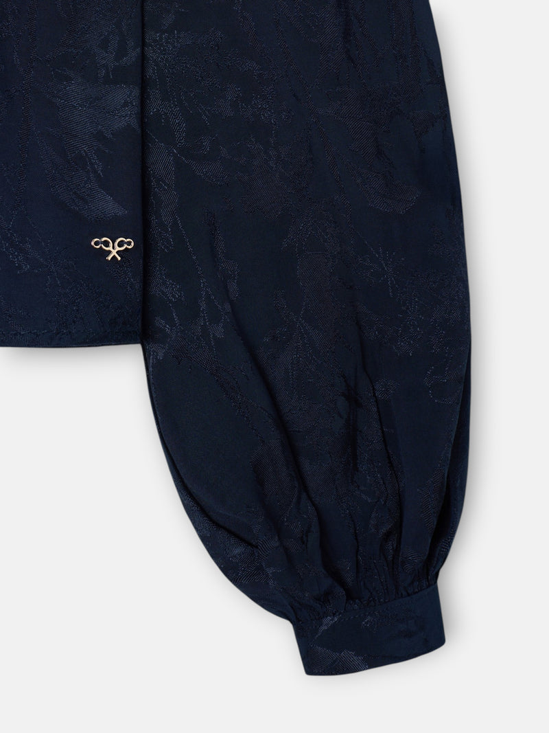 Blusa tira cuello jacquard azul