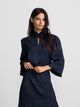 Blue jacquard neck strap blouse