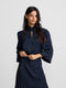 Blue jacquard neck strap blouse