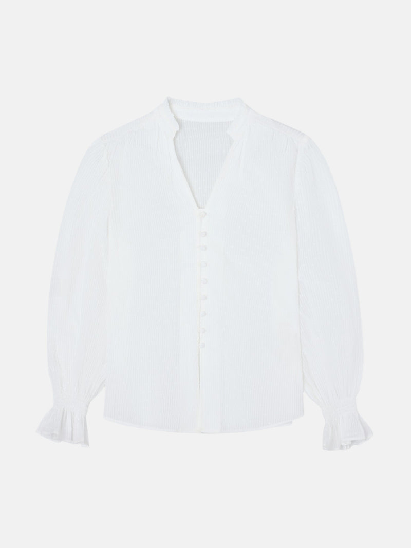Blusa com folhos plumeti branco
