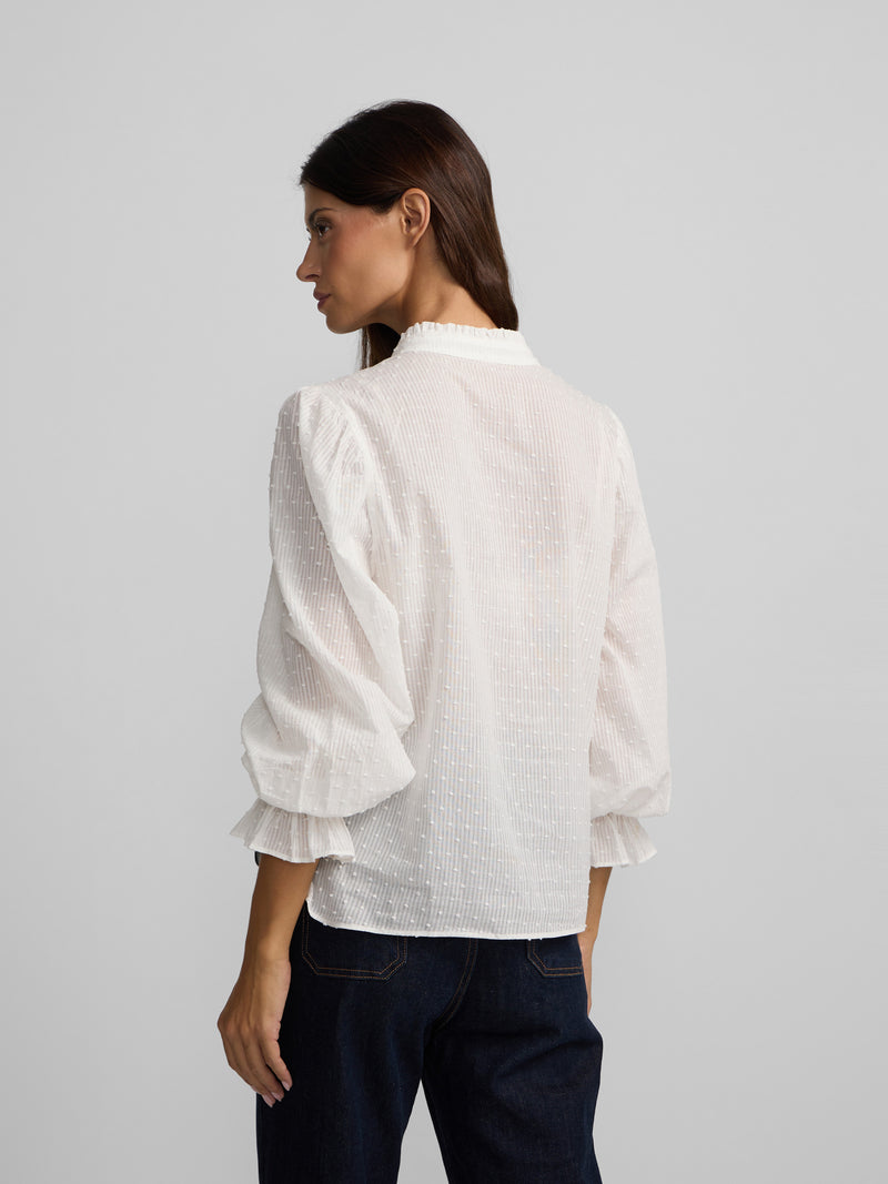 Blusa com folhos plumeti branco