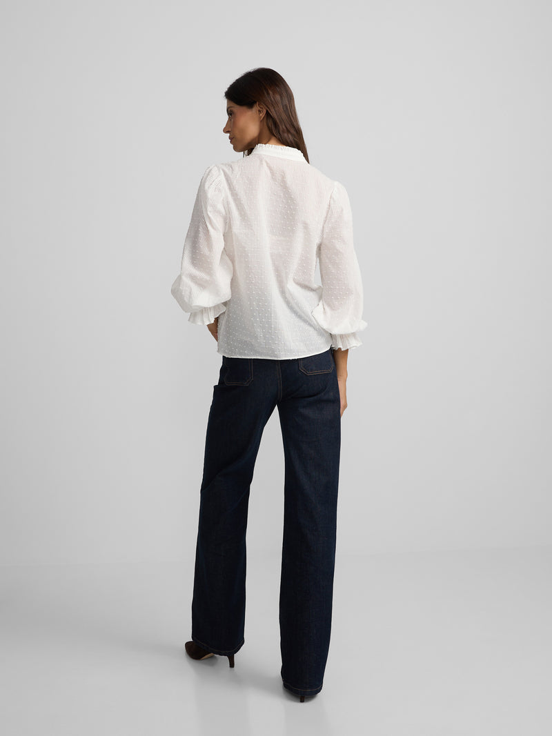 Blusa com folhos plumeti branco