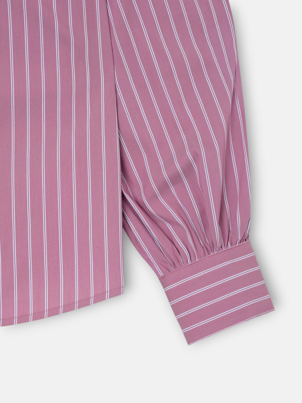 Camisa cuello alto lazos rayas rosa