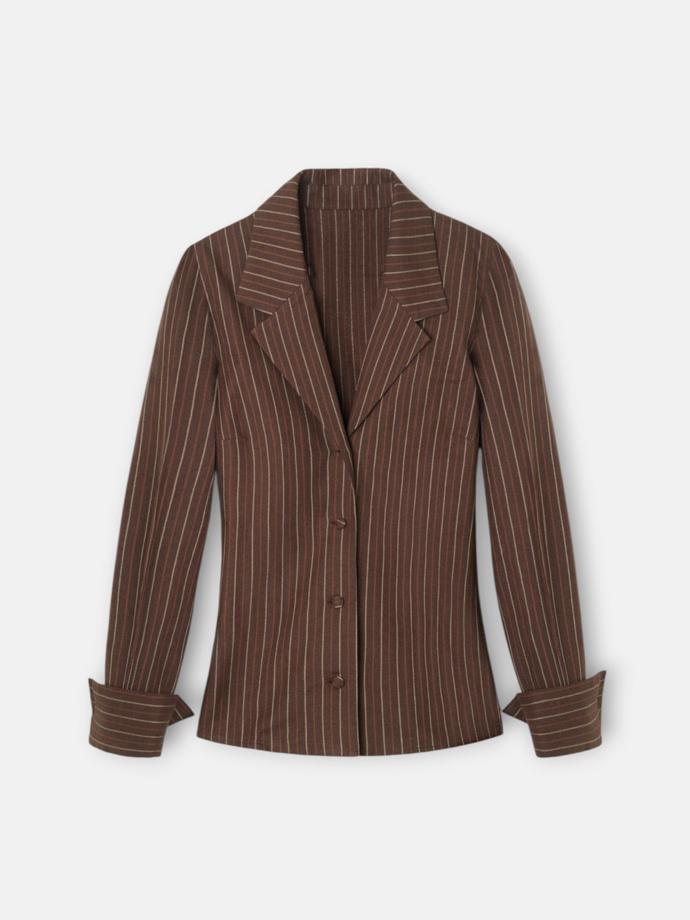 Blusa cuello solapas rayas marron