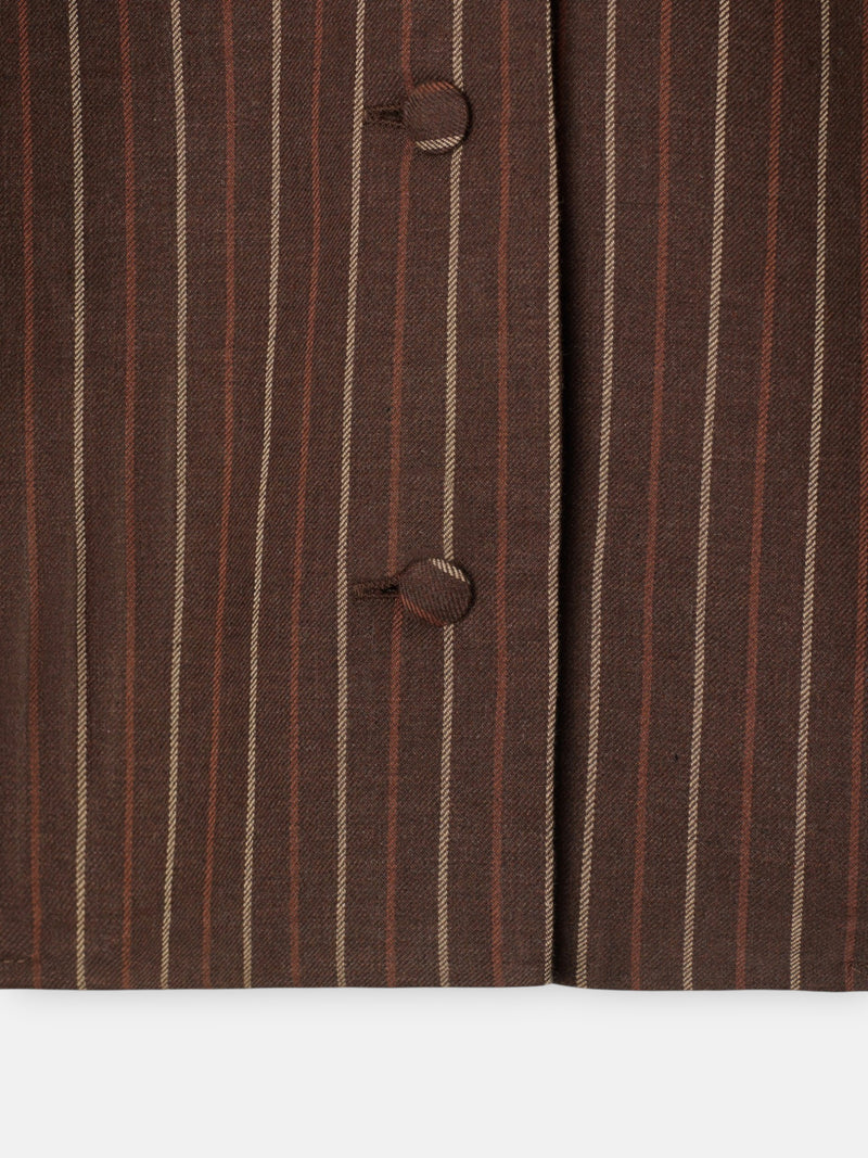 Blusa cuello solapas rayas marron