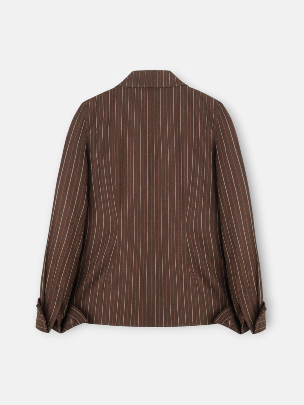 Blusa cuello solapas rayas marron