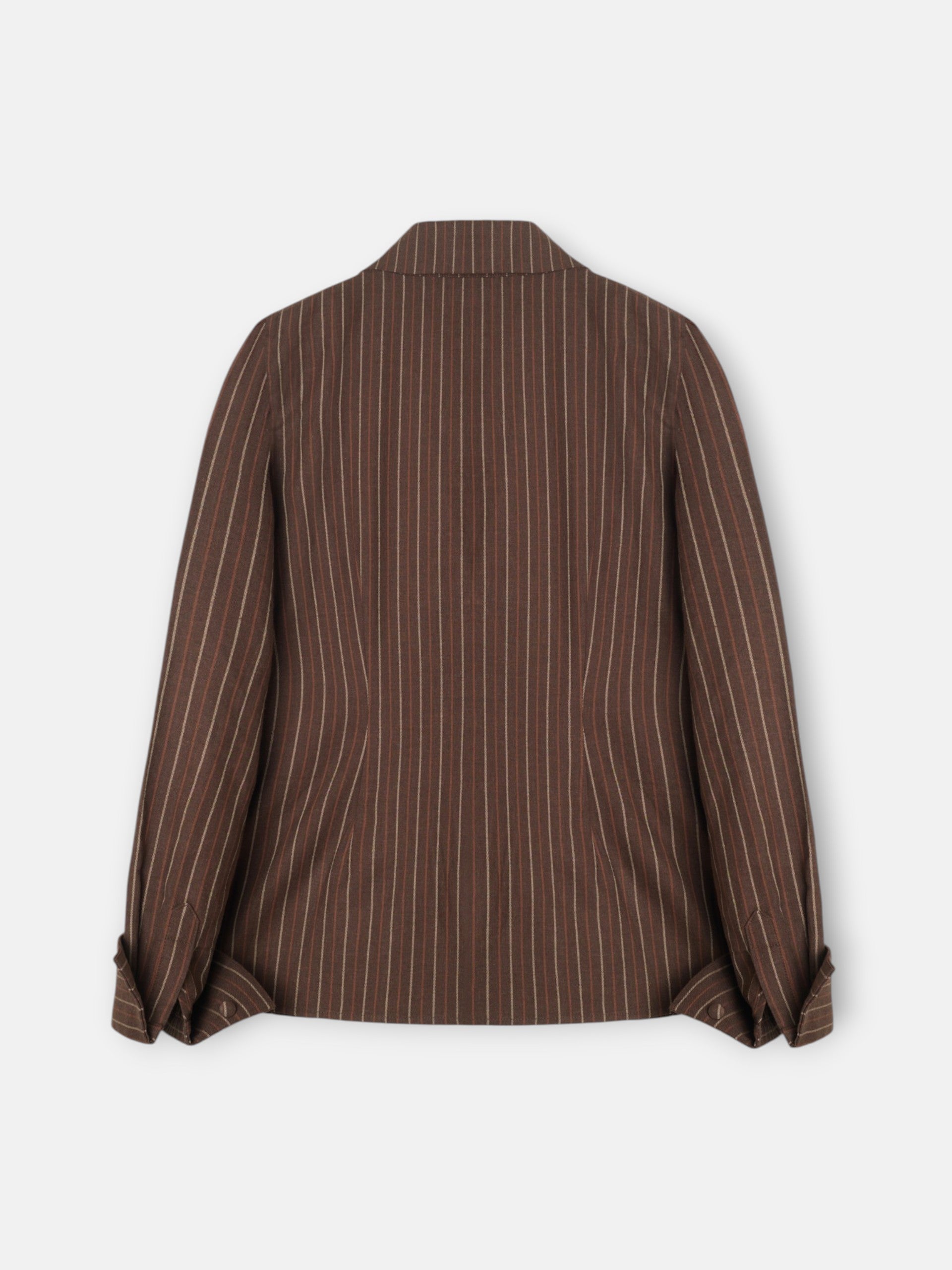 Blusa cuello solapas rayas marron