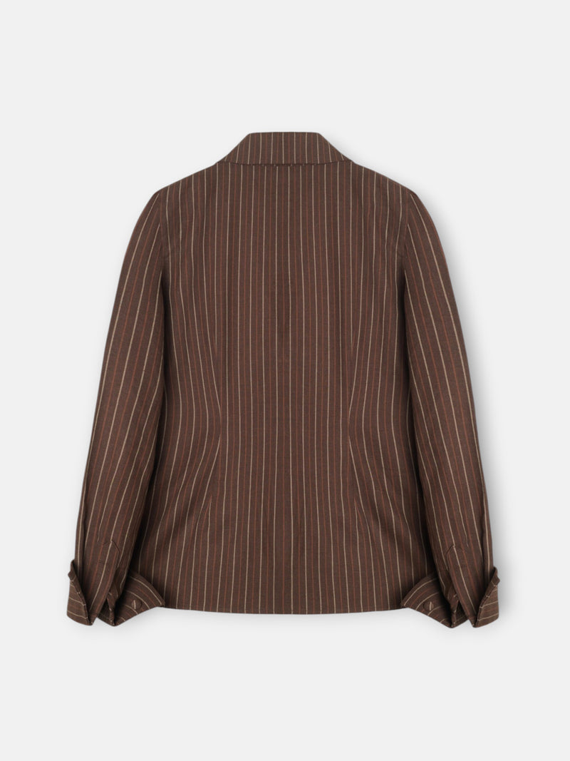 Blusa cuello solapas rayas marron