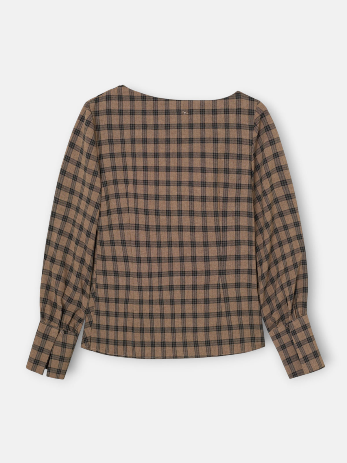 Blusa drapeada cuadros marrones