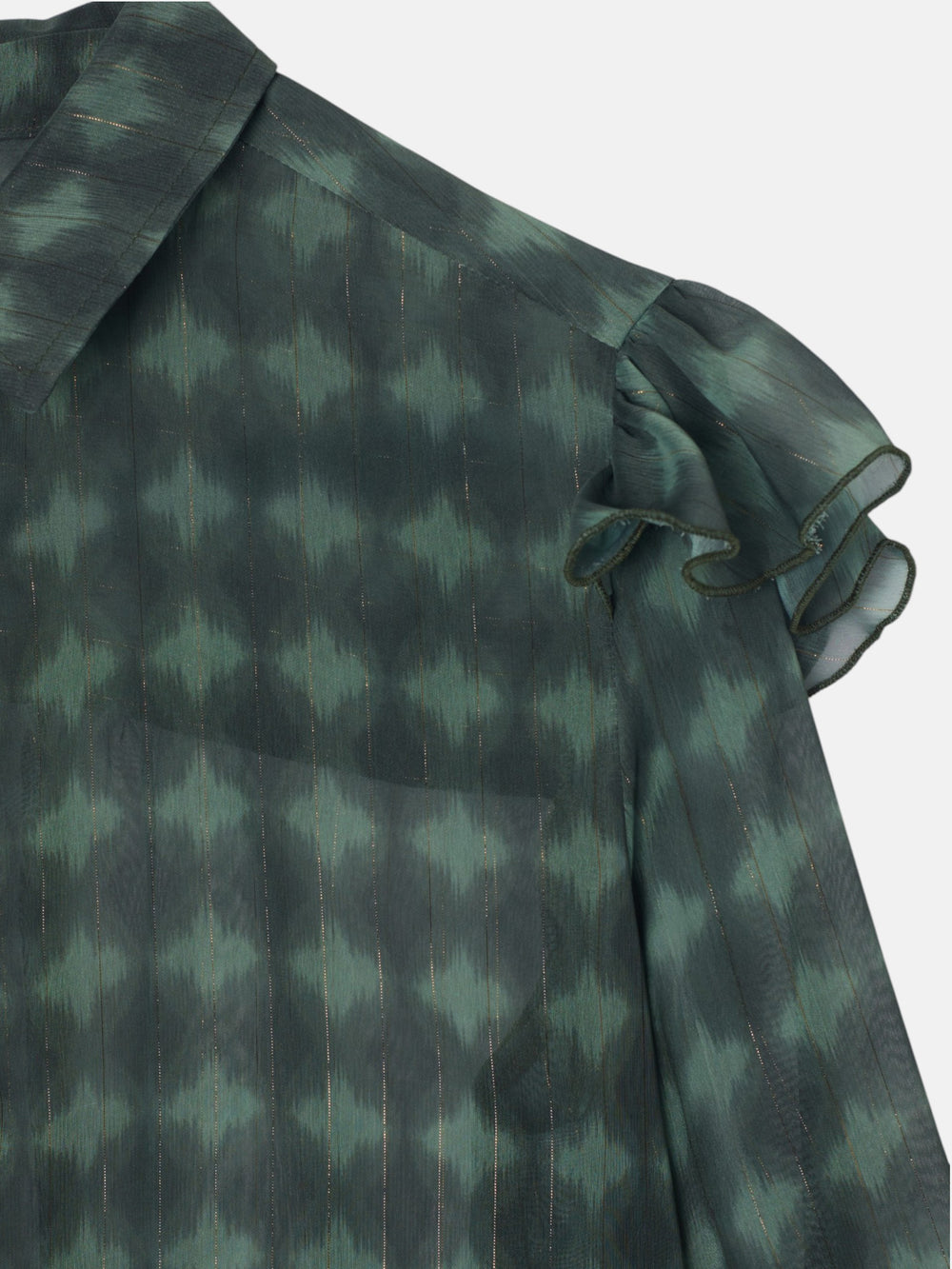 Blusa volantes estampado etnico verde