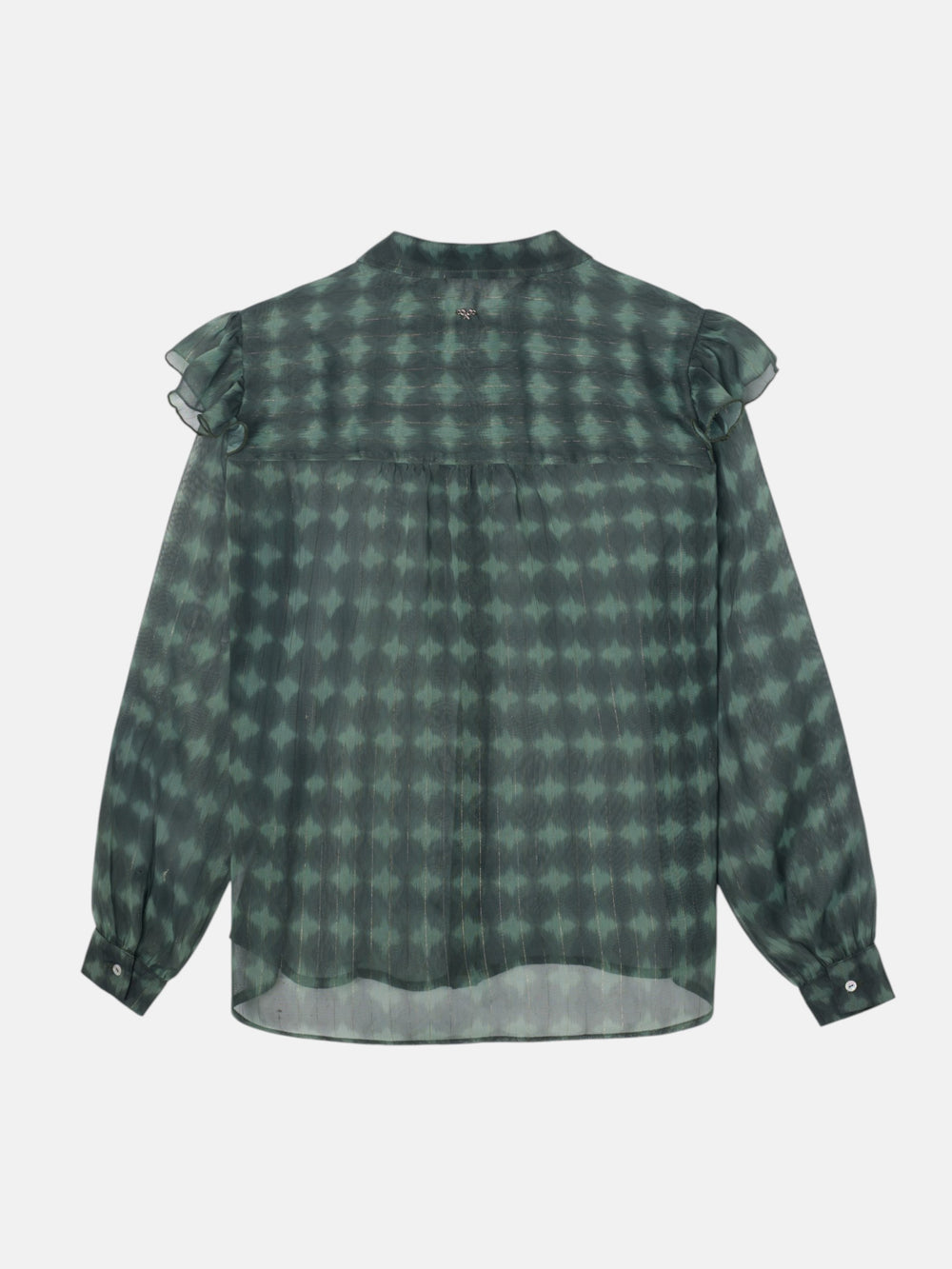 Blusa volantes estampado etnico verde