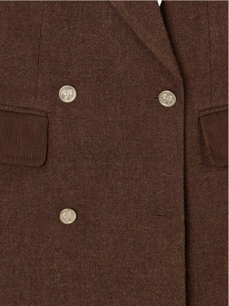 Double-breasted brown twill vest