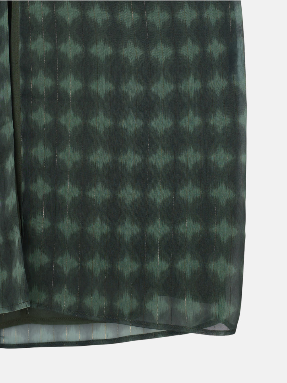 Falda midi nudo estampado etnico verde