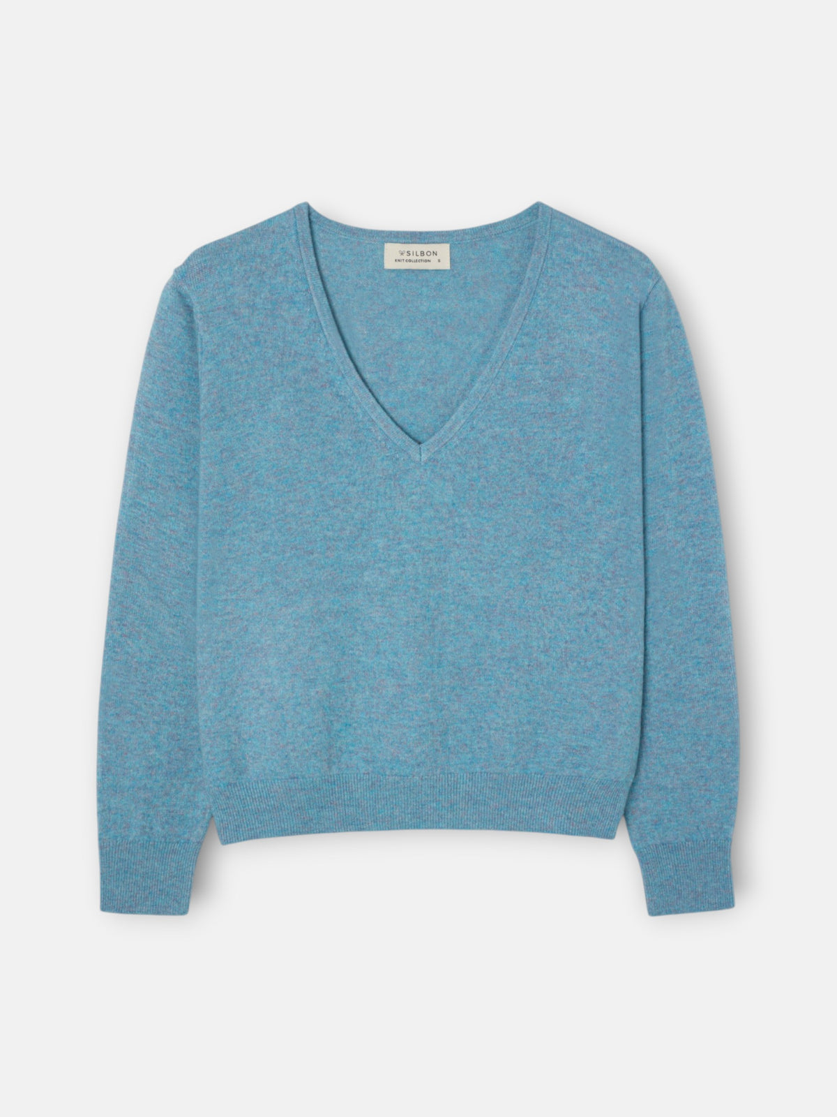Camisola de decote em V verde água