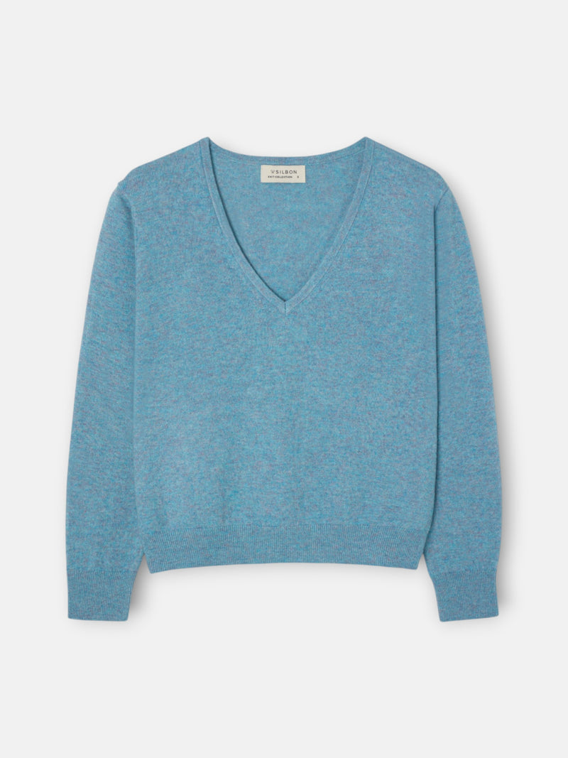 Jersey cuello pico verde agua