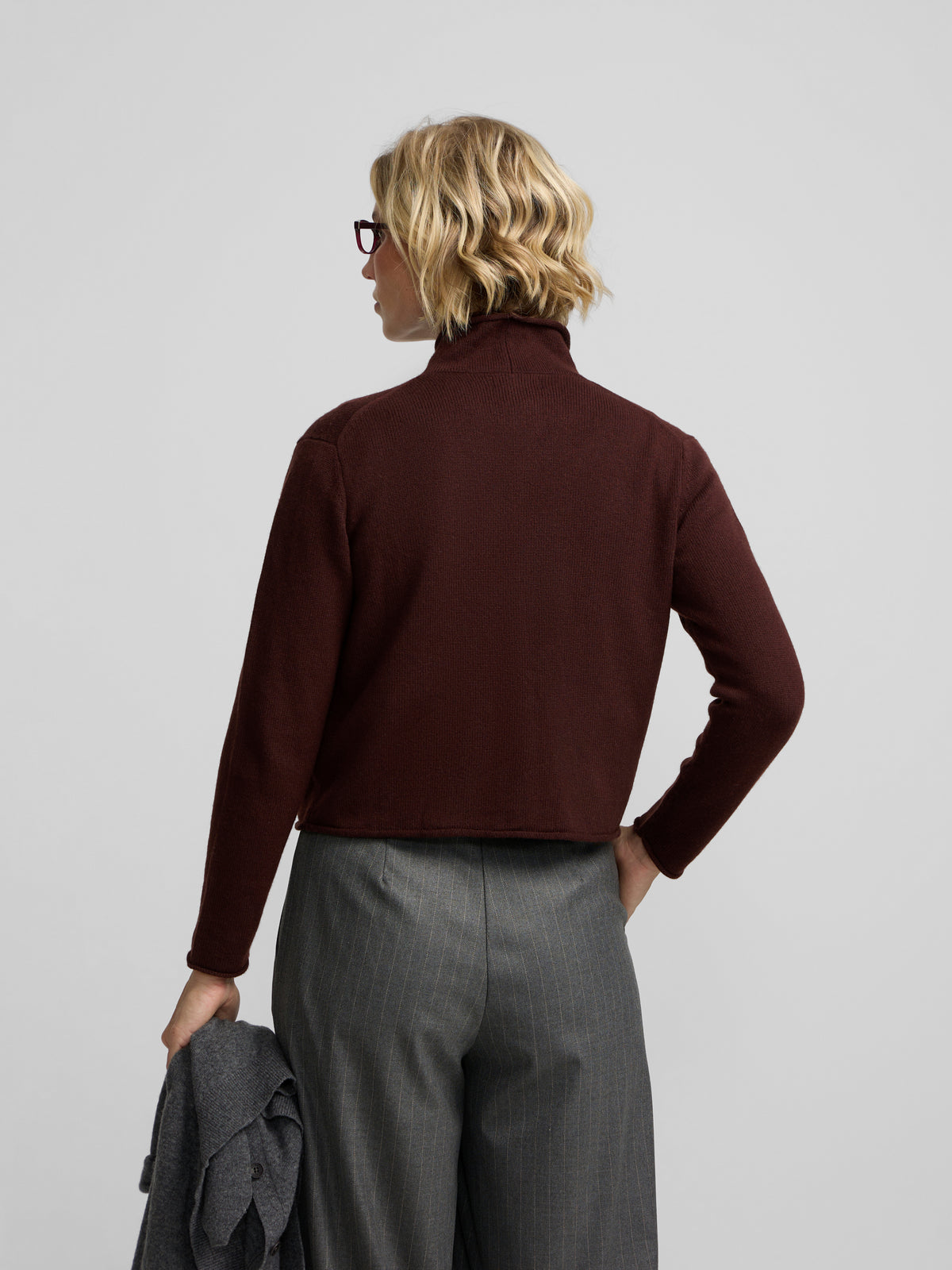 Cardigan cuello subido marron