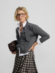 Cardigan col à nouer gris