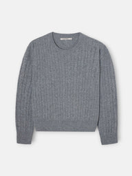 Pull torsadé col rond gris