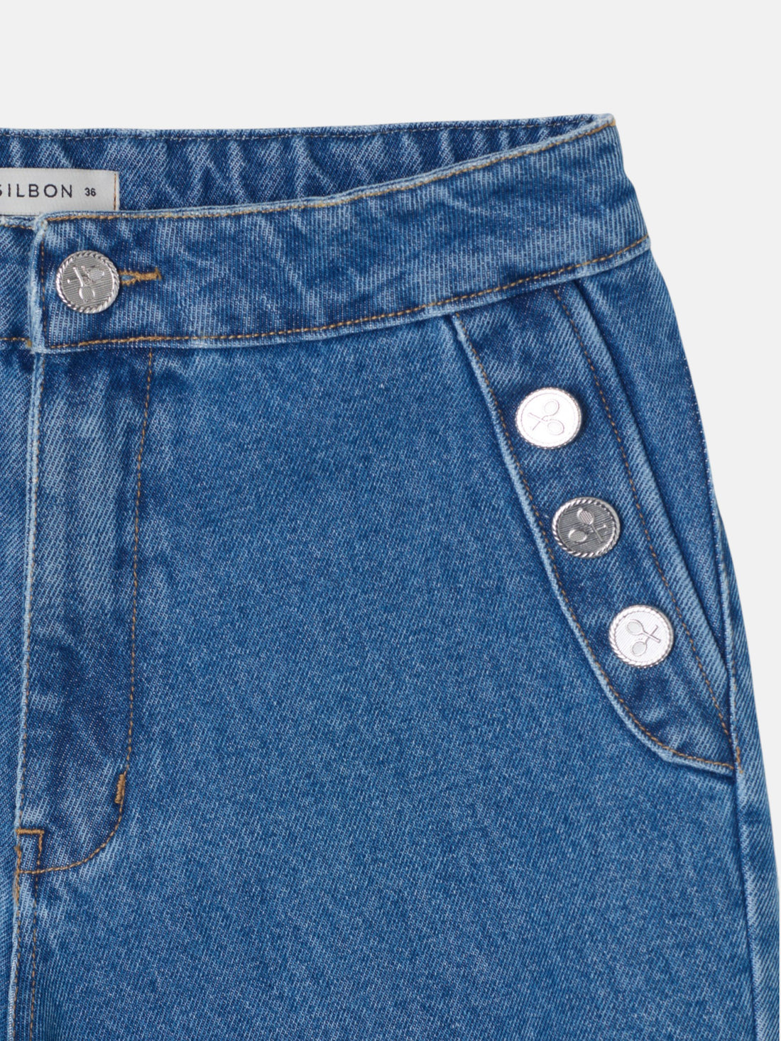 Calças culotte marinheiro denim azul