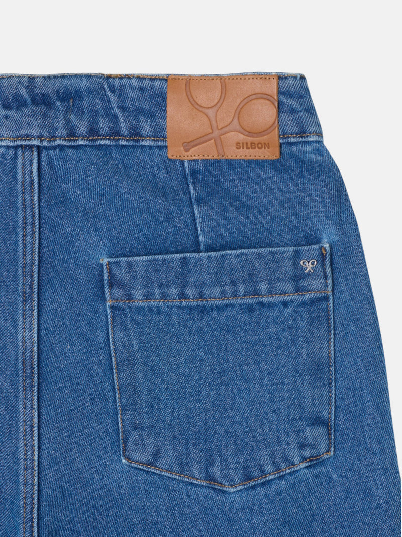Calças culotte marinheiro denim azul