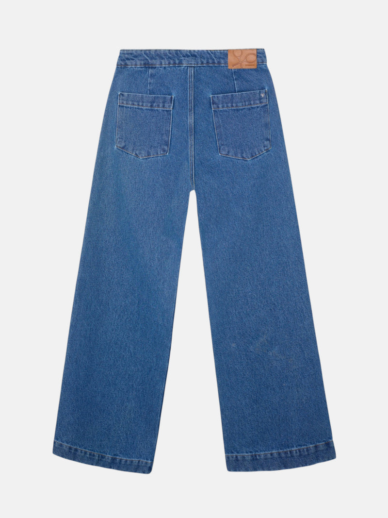 Calças culotte marinheiro denim azul