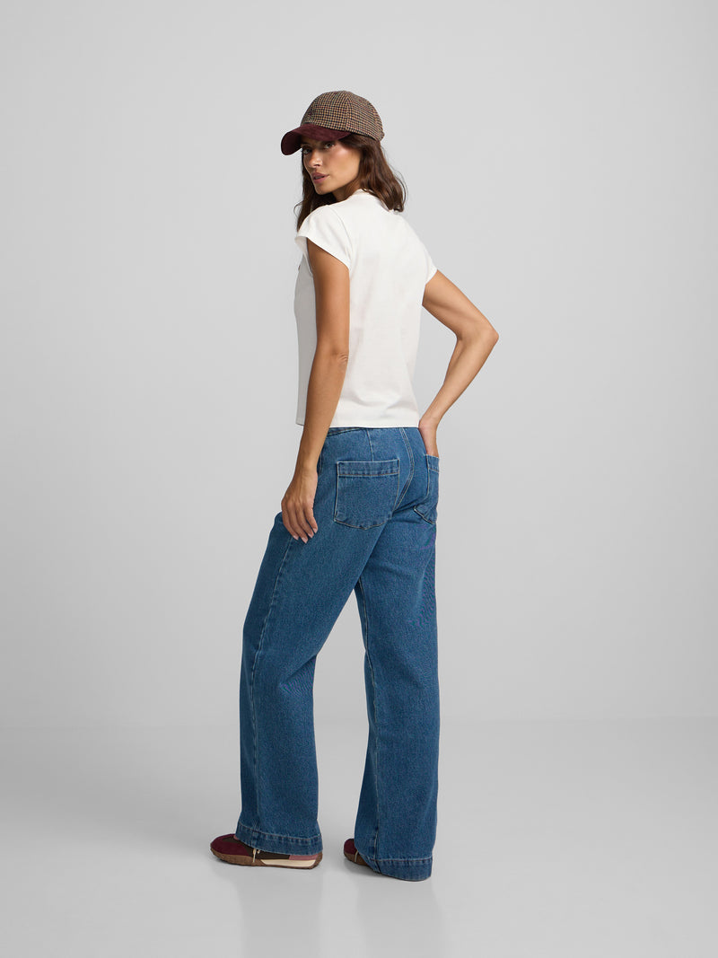 Pantalon culotte marinero denim azul