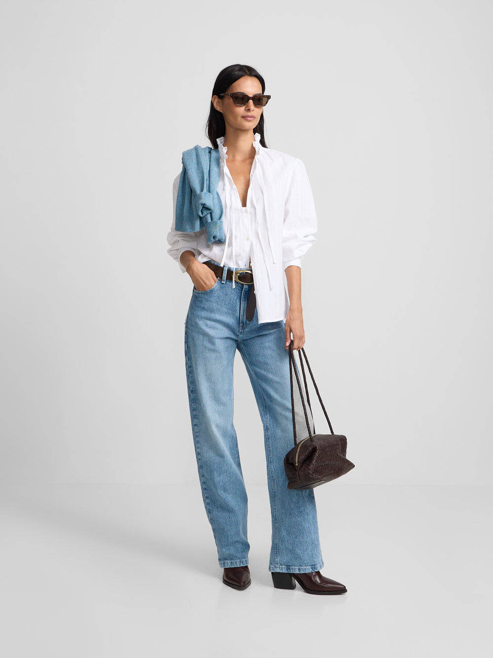 Pantalon recto denim claro