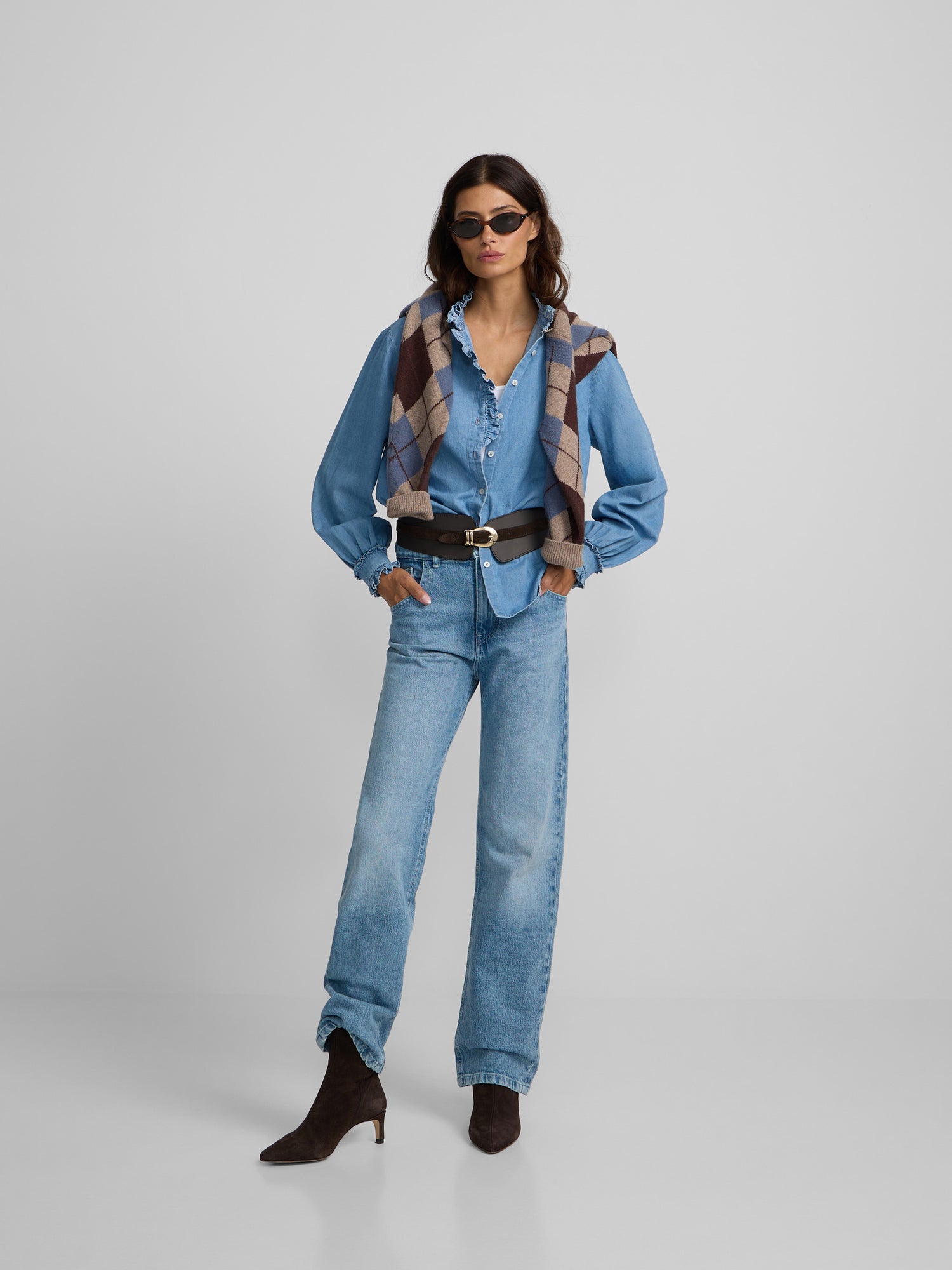 Pantalon recto denim claro