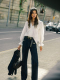 Pantalon denim recto detalle hebillas denim