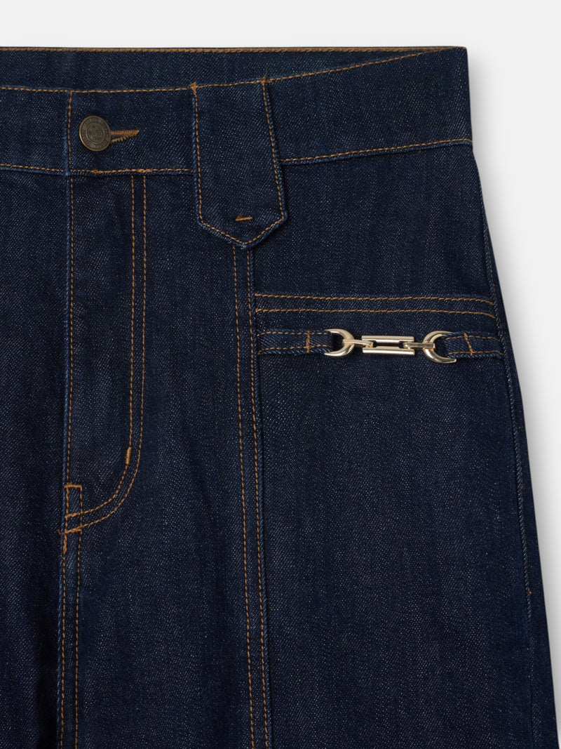 Pantalon denim recto detalle hebillas denim
