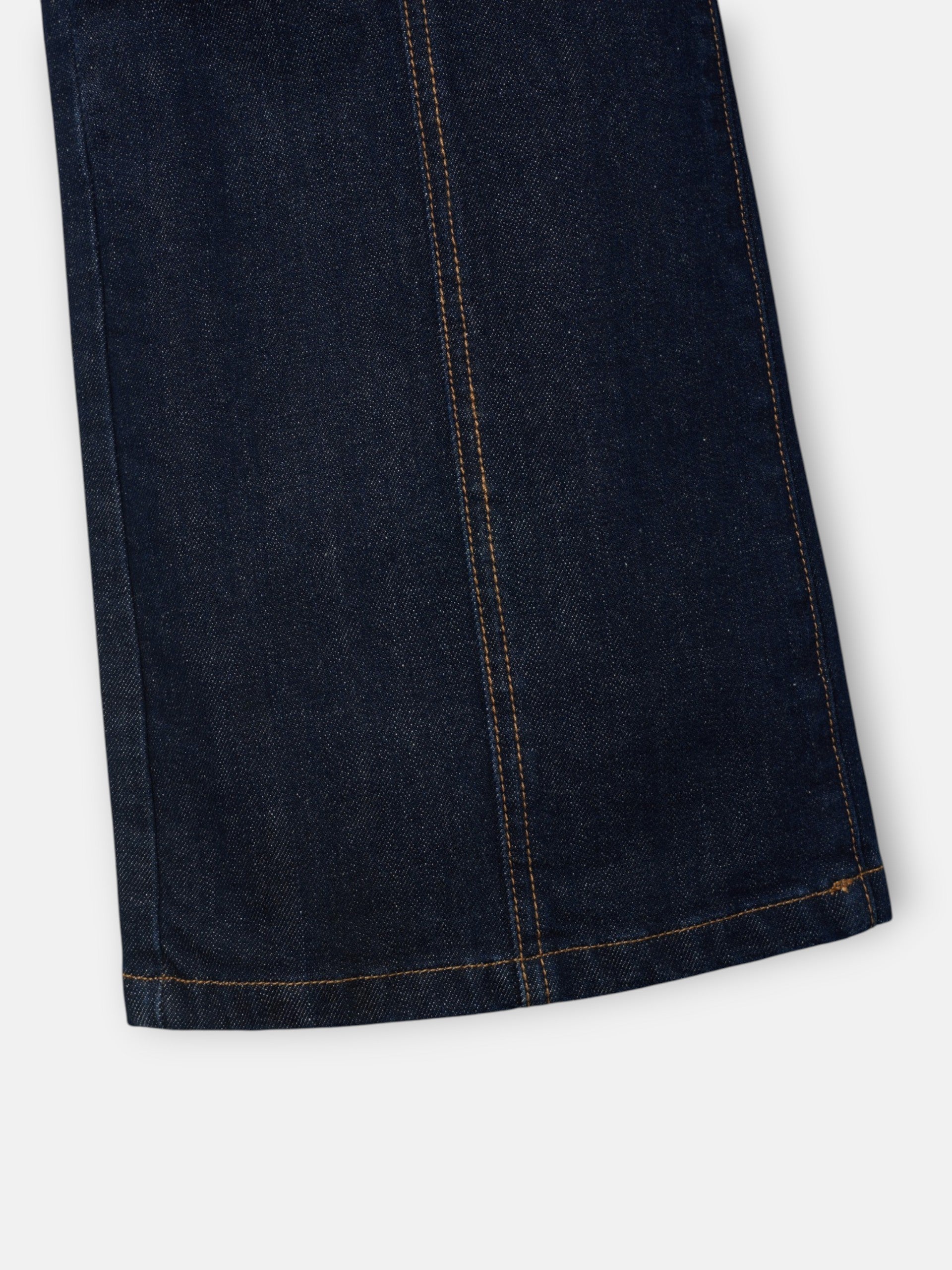 Pantalon droit en denim détails boucles denim