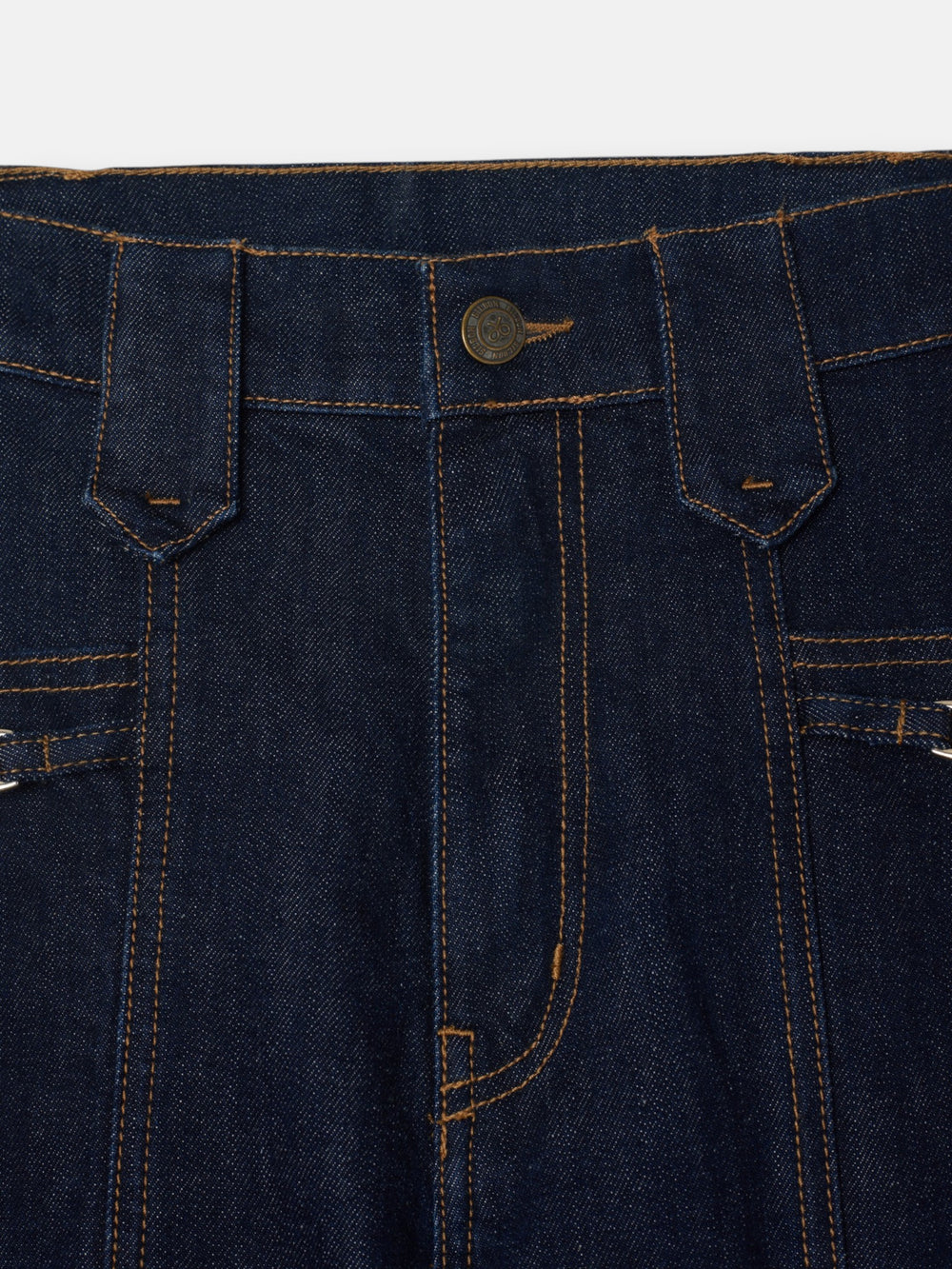 Straight denim trousers with buckle details denim