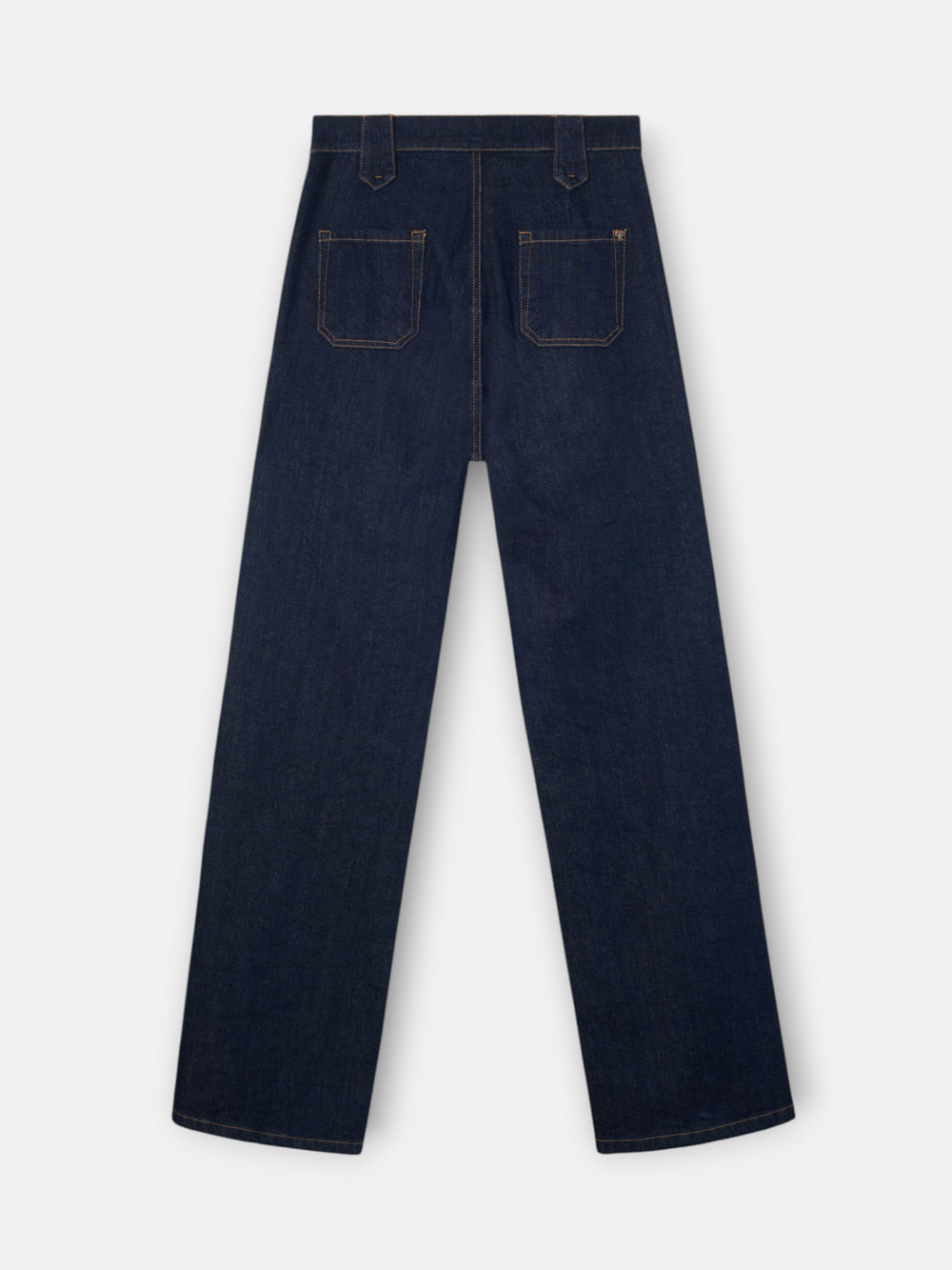 Straight denim trousers with buckle details denim