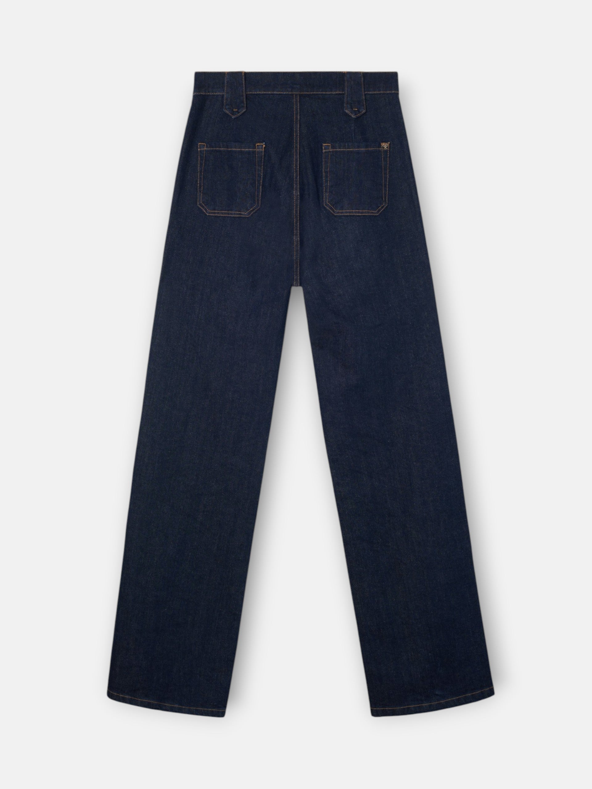 Pantalon droit en denim détails boucles denim