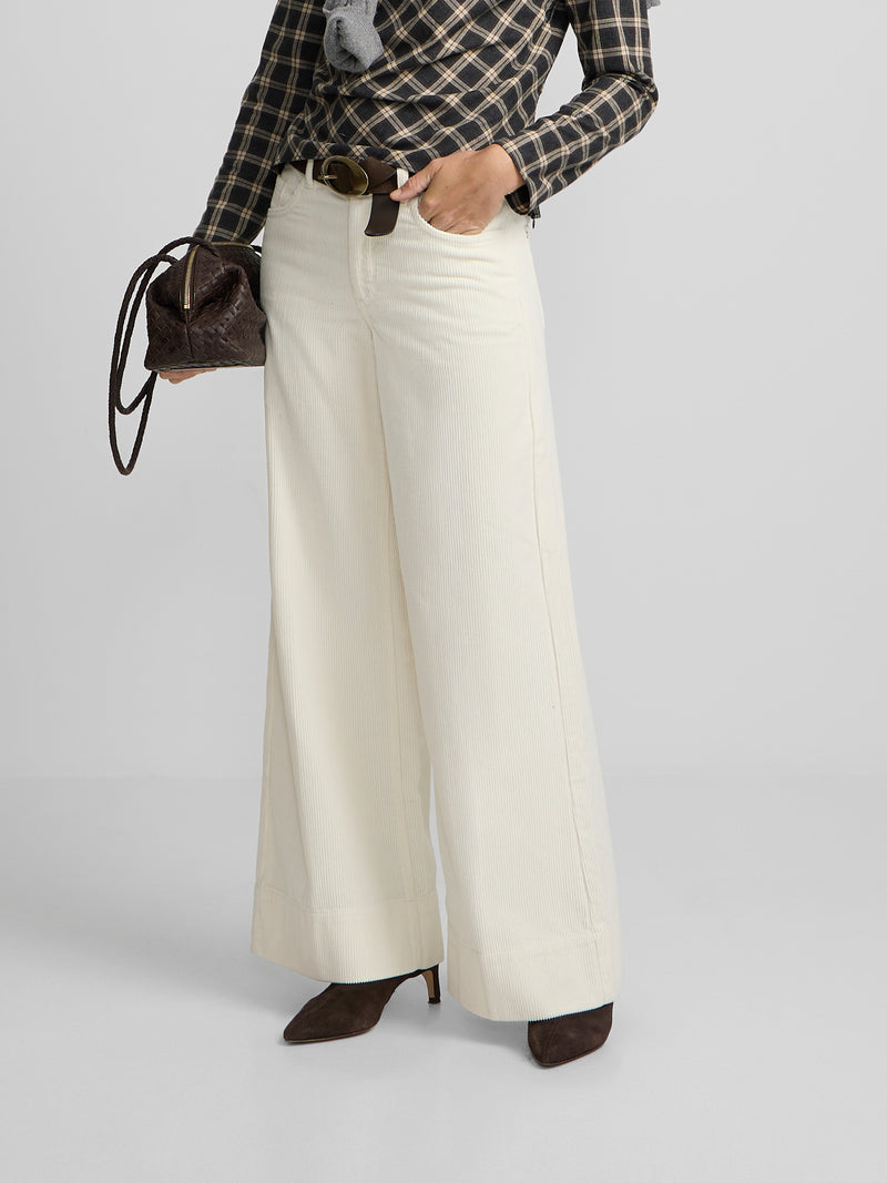 Pantalon wide leg pana crudo