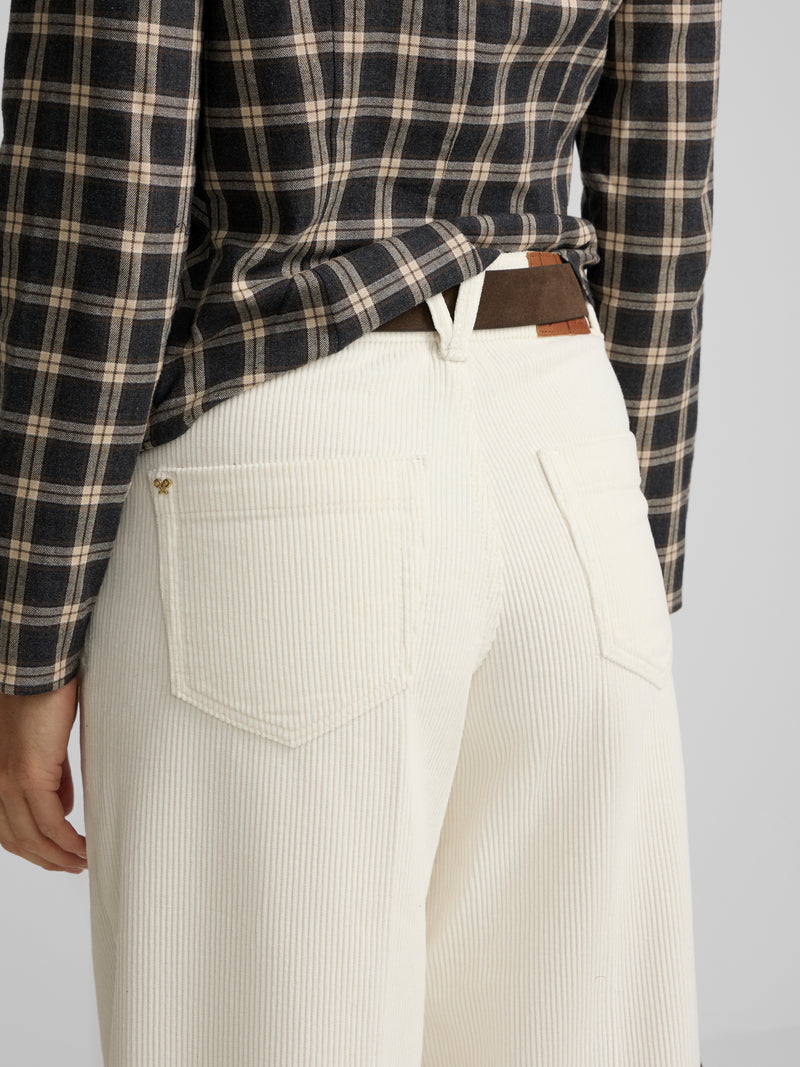 Pantalon wide leg pana crudo