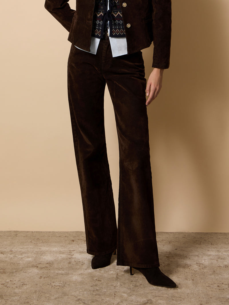Pantalon unique floqué marron