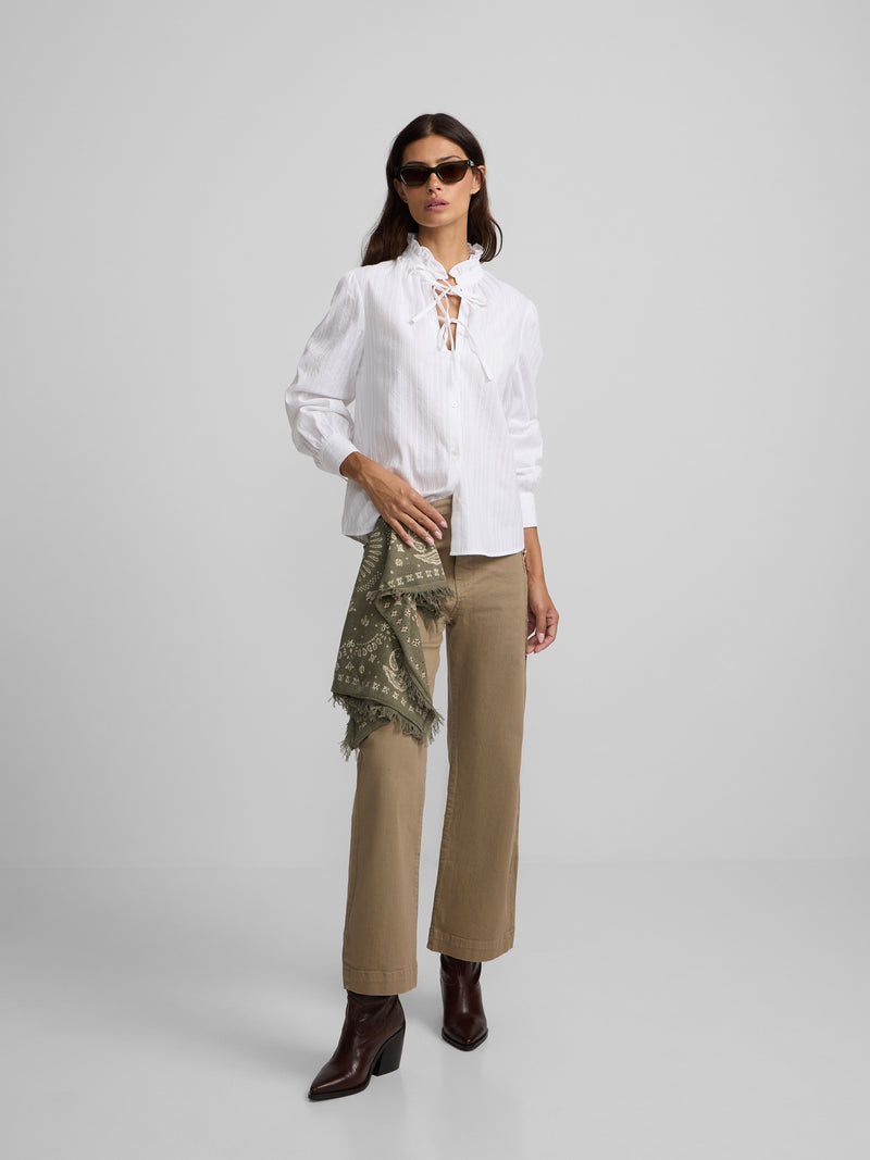 Pantalon culotte marinier en denim sable