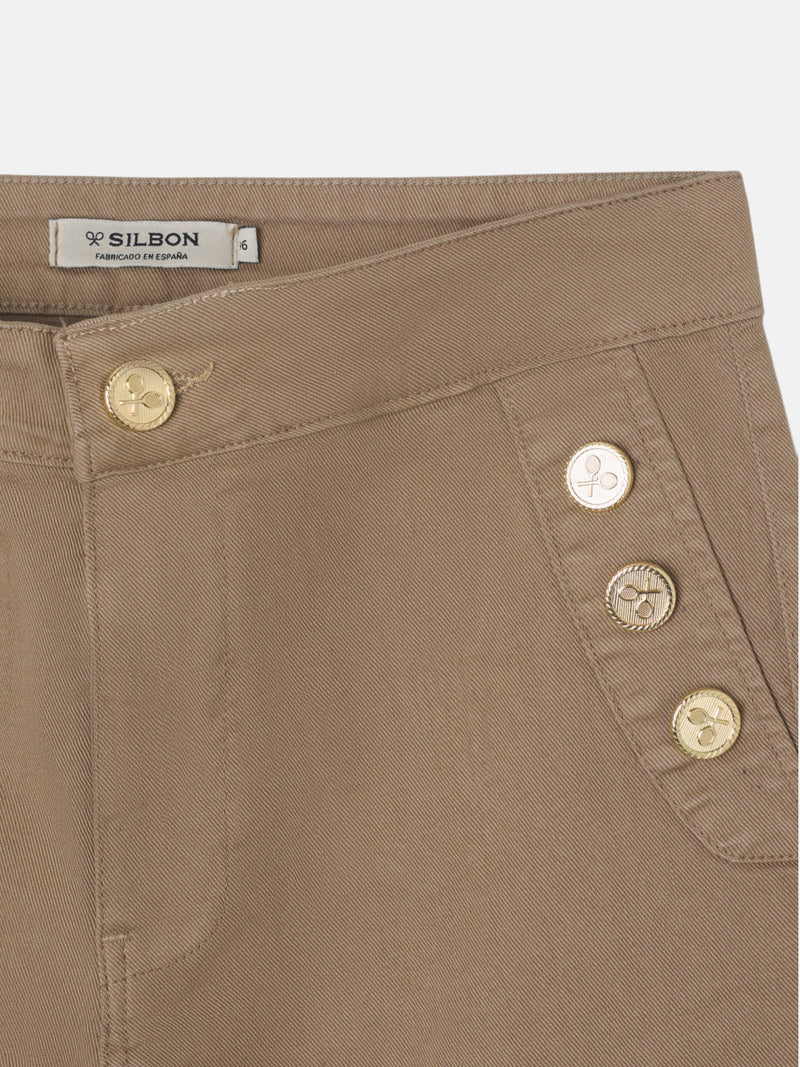 Pantalon culotte marinier en denim sable