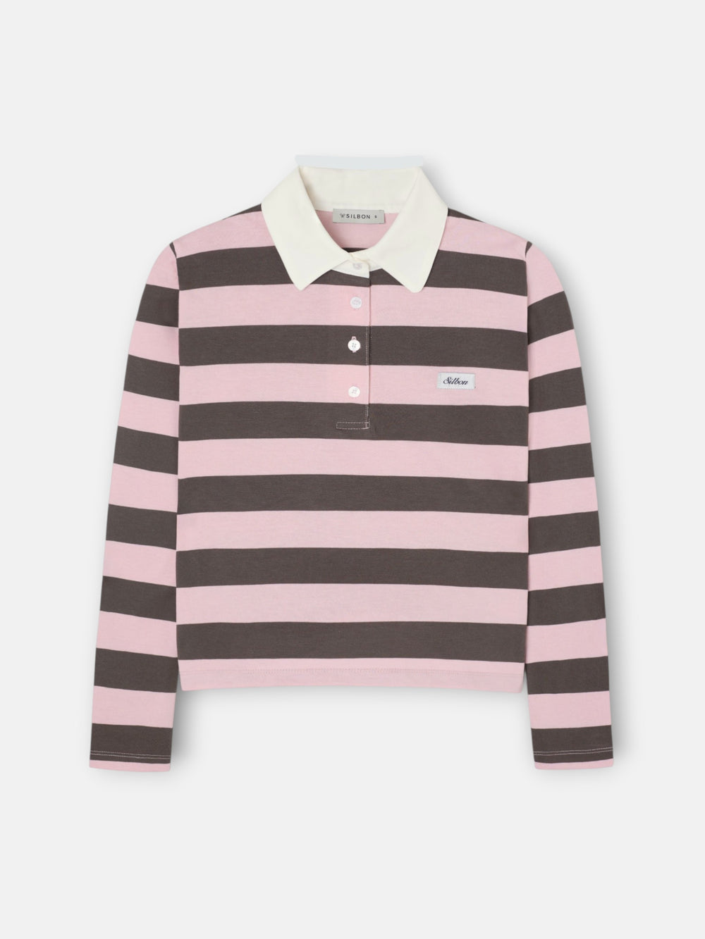 Polo woman manga larga rayas rosa y marron