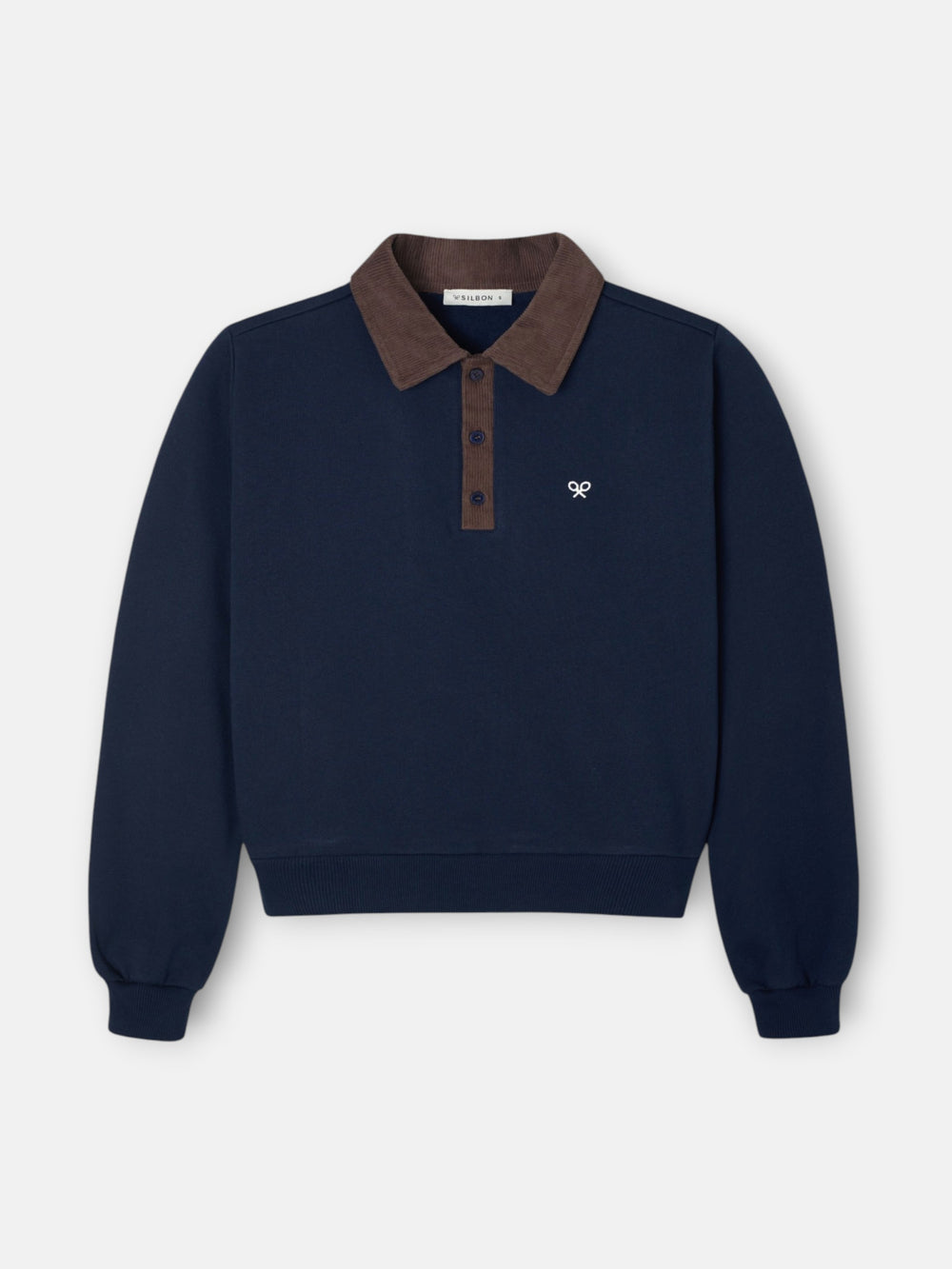Sudadera woman cuello polo pana azul marino