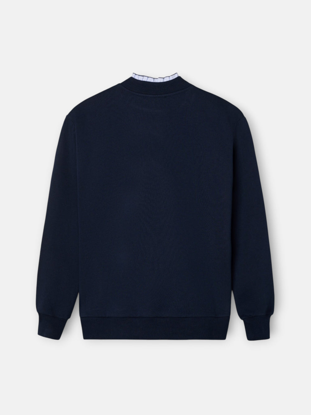 Sweat-shirt femme col volant boutons bleu marine