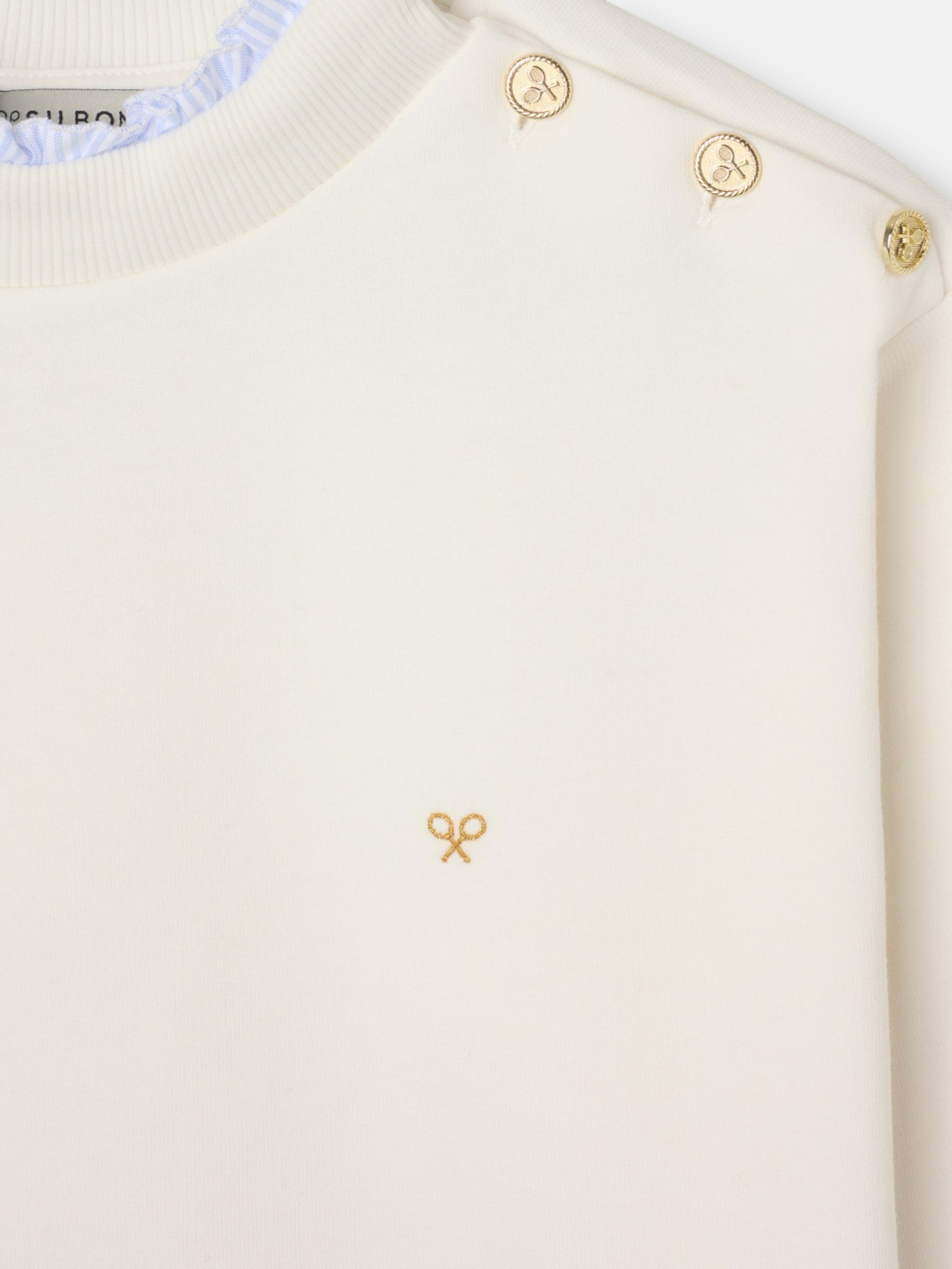 Sudadera woman cuello volante botones crudo