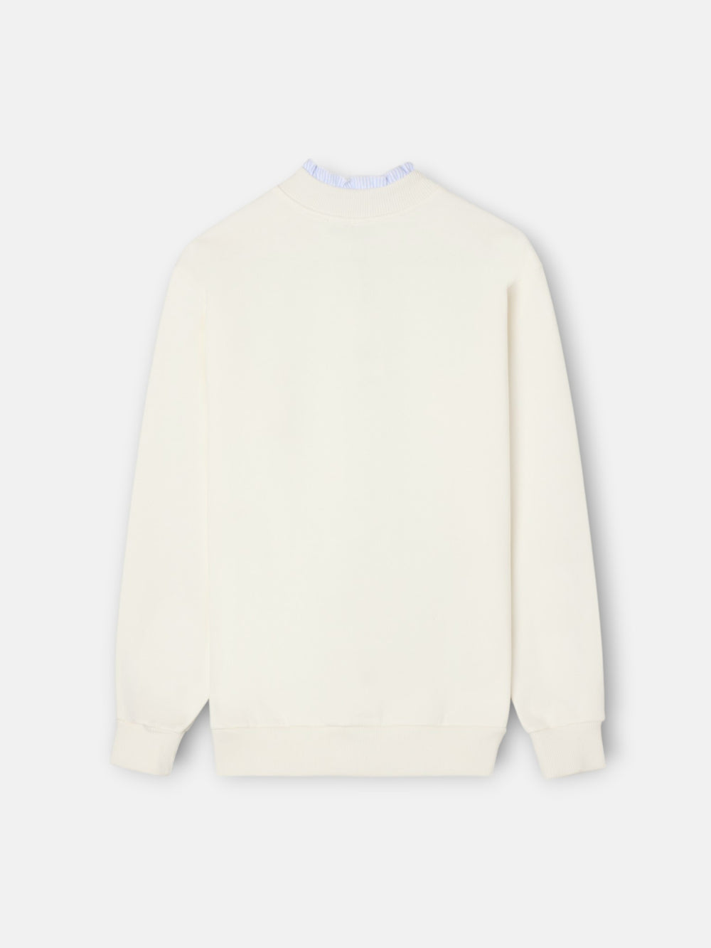 Sweat-shirt femme col volanté boutons écru