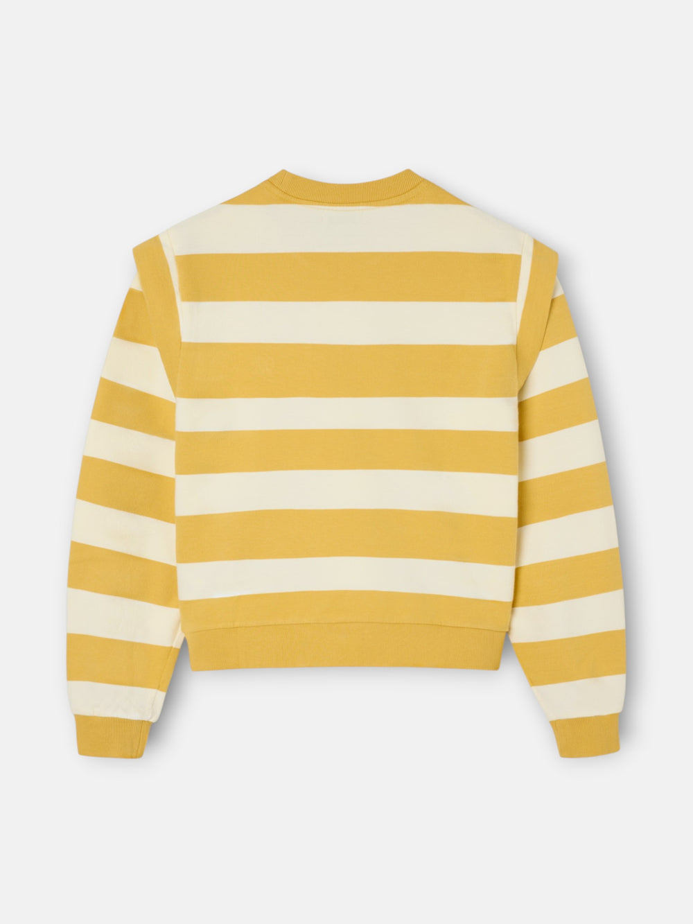 Sudadera hombreras rayas mostaza y crudo
